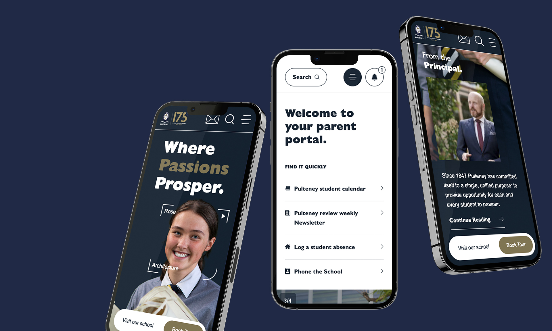 Pulteney Grammer School - Mobile responsive web design